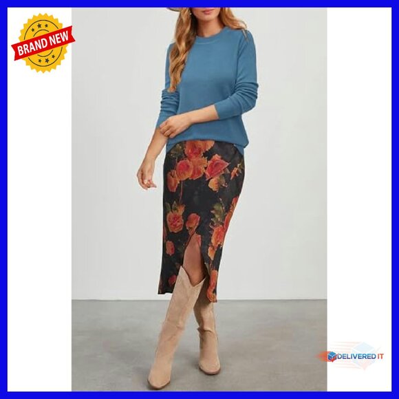 Wool Blend Crew Neck Pullover Sweater, Loose Fit, Long Sleeve, Women's - Picture 6 of 8